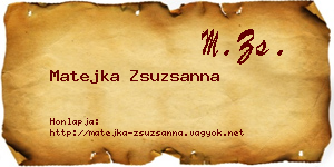 Matejka Zsuzsanna névjegykártya